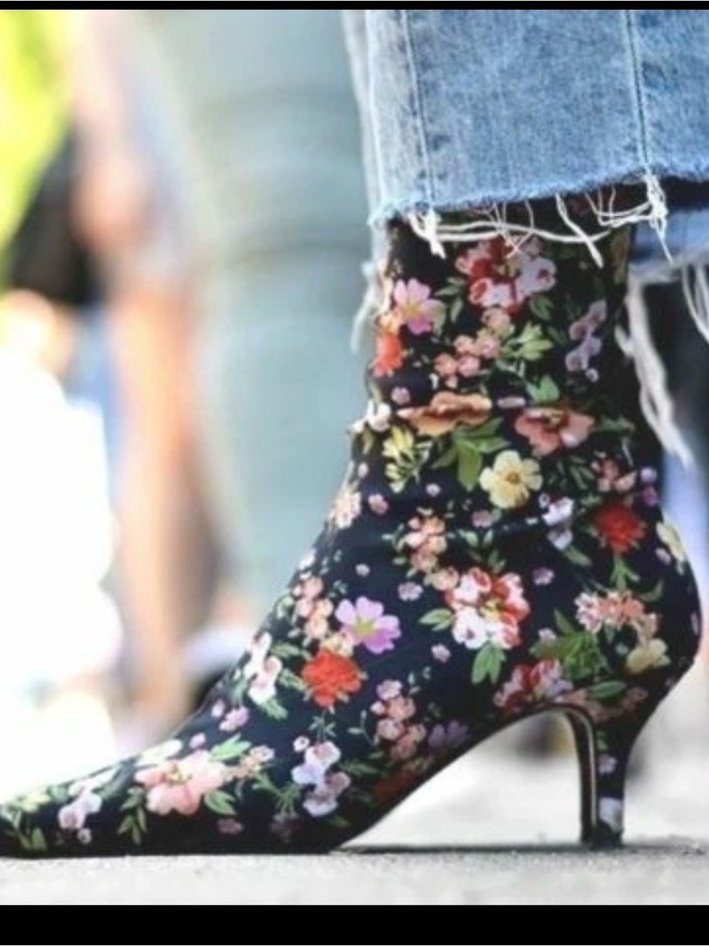 Zara Floral Stretch Sock Bootie in Black